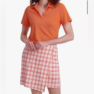 Stella Parker Sport Skort XL Orange Plaid UPF 50